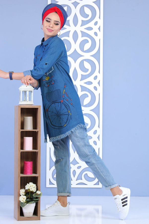 Tunik T shirt Mavi -02 7168 Mavi - 7168 MAVİ