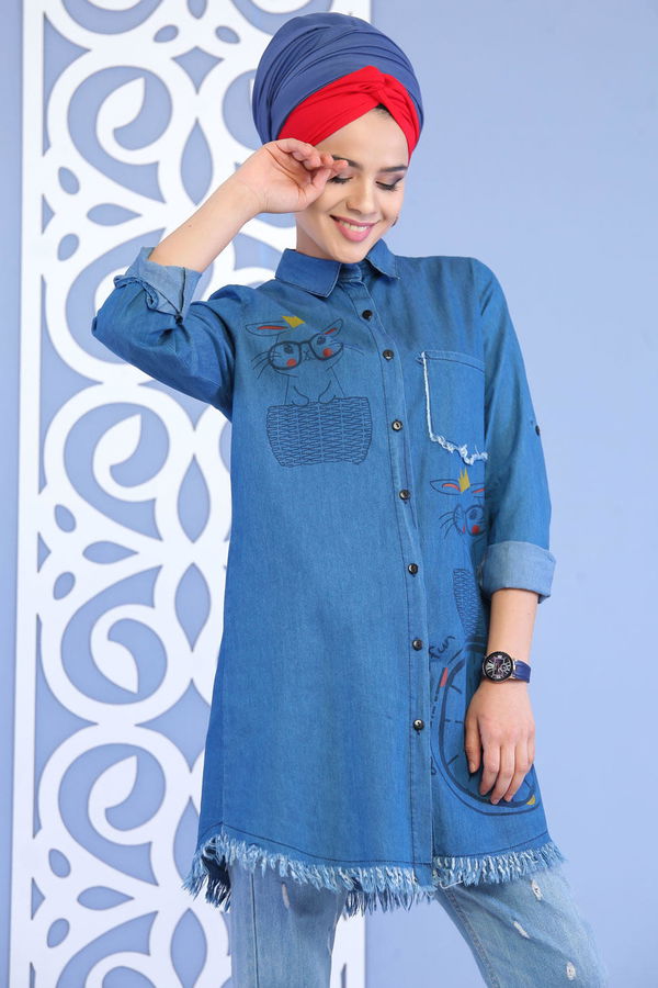 Tunik T shirt Mavi -02 7168 Mavi - 7168 MAVİ
