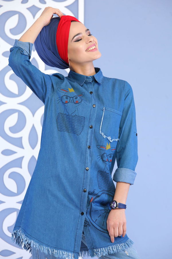 Tunik T shirt Mavi -02 7168 Mavi - 7168 MAVİ