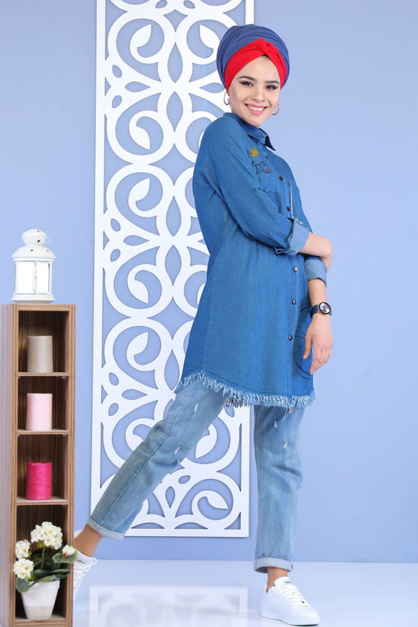 Tunik T shirt Mavi -02 7168 Mavi - 7168 MAVİ