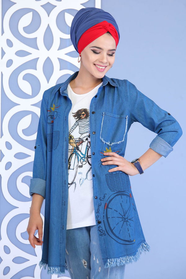 Tunik T shirt Mavi -02 7168 Mavi - 7168 MAVİ