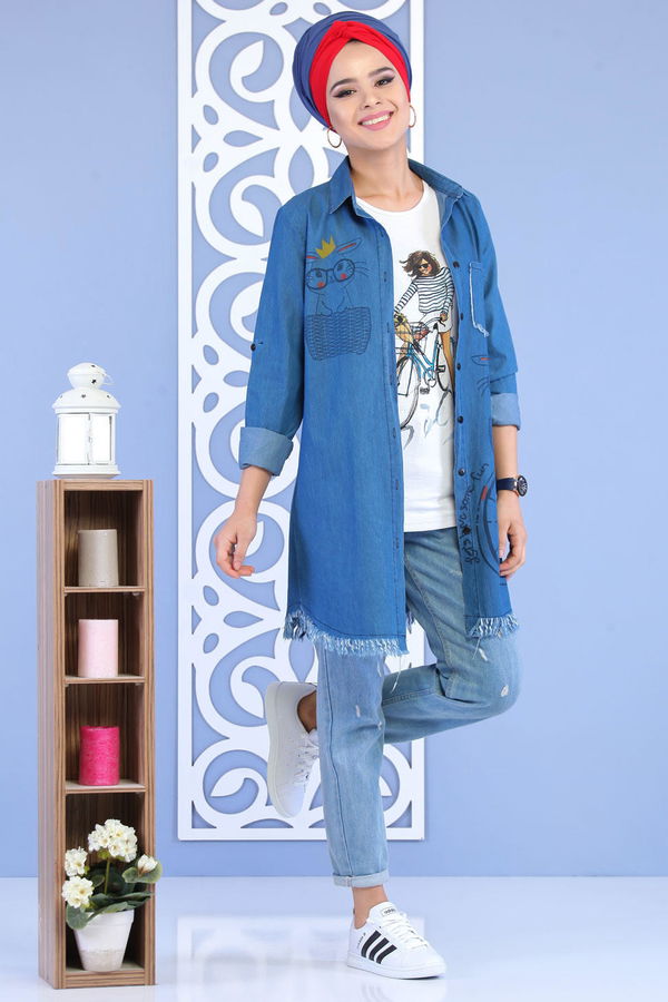 Tunik T shirt Mavi -02 7168 Mavi - 7168 MAVİ
