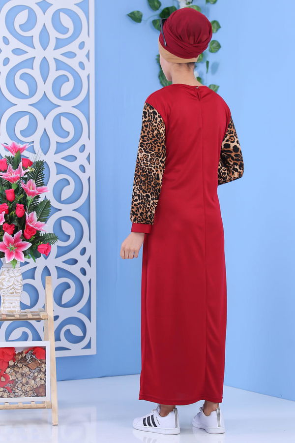 Elbise Siyah Bordo - 7089 BORDO