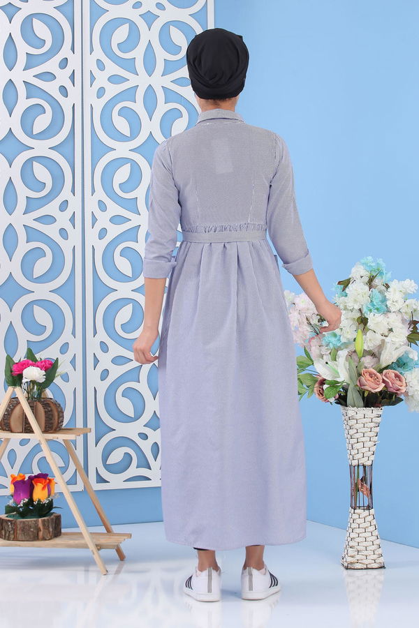 Çizgili Elbise Mavi - 02 7231 Mavi - 7231