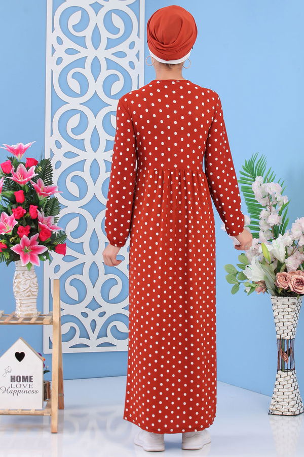 Puantiyeli Elbise Siyah Kiremit - 6655 KİREMİT