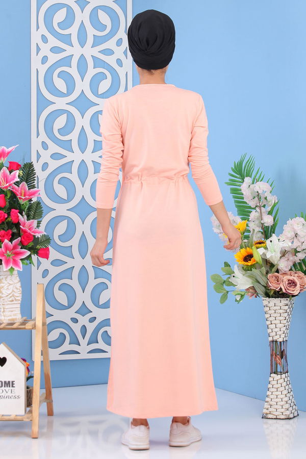 Baskılı Elbise Siyah Pembe - 5137