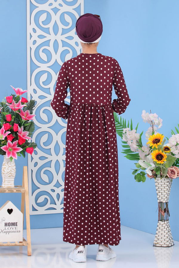 Puantiyeli Elbise Siyah Mor - 6655