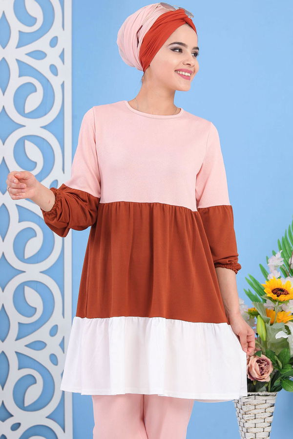 Tunik Pantolon Pudra Kahve - 02 7245 Pembe - 7245