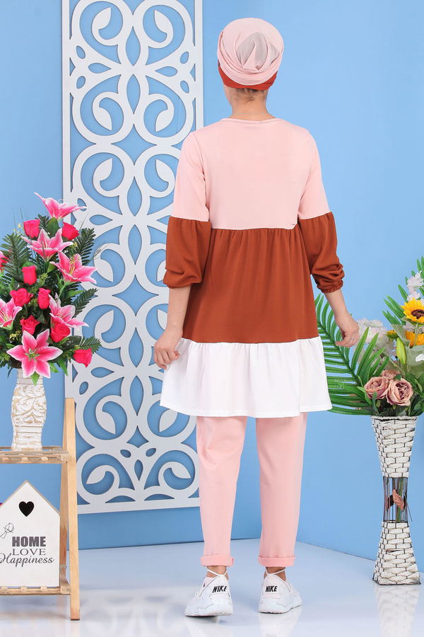 Tunik Pantolon Pudra Kahve - 02 7245 Pembe - 7245