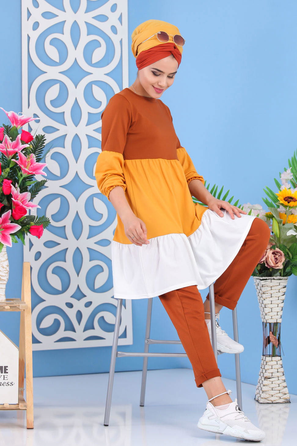 Tunik Pantolon Taba Hardal - 02 7245 Sarı - 7245