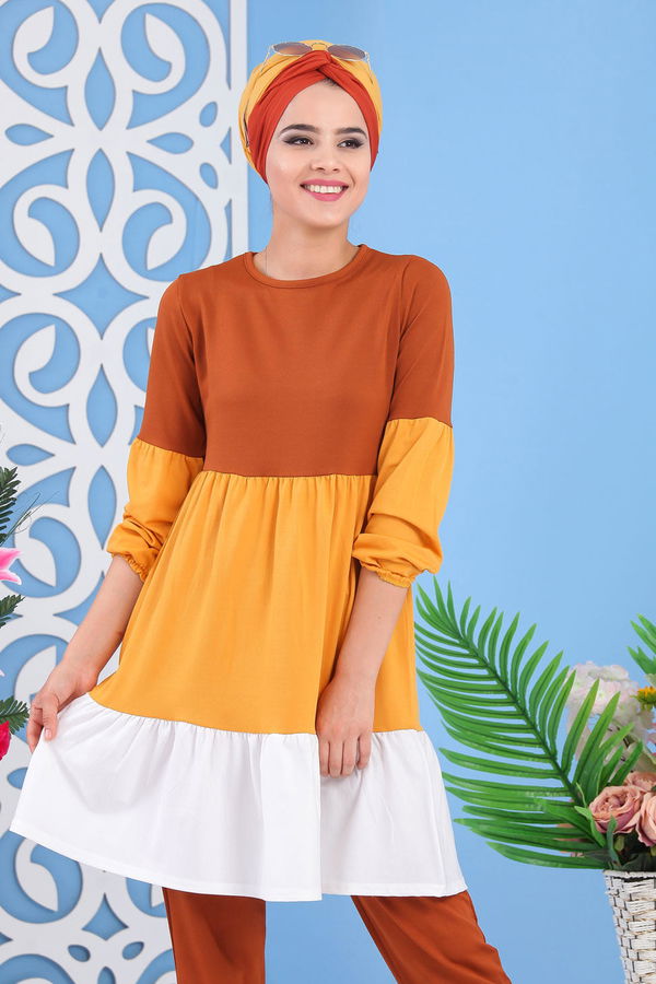 Tunik Pantolon Taba Hardal - 02 7245 Sarı - 7245