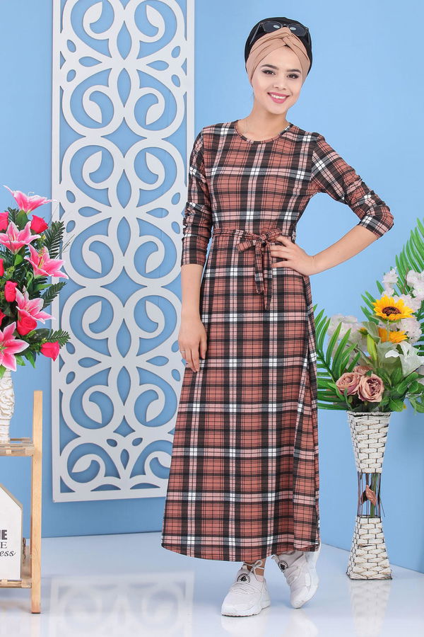 Ekose Elbise Gülkurusu- 02 7284 Pembe - 7284