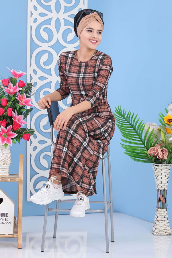Ekose Elbise Gülkurusu- 02 7284 Pembe - 7284