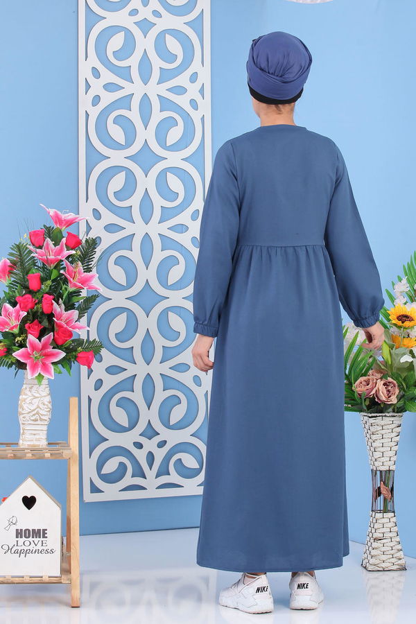 Nakışlı Elbise Mavi - 02 7287 Mavi - 7287 MAVİ