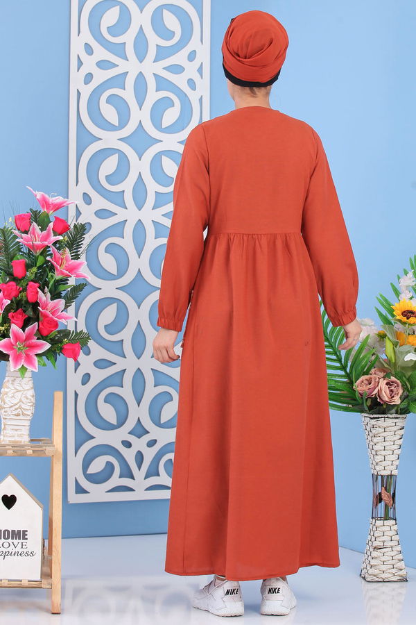 Nakışlı Elbise Kiremit - 02 7287 Kiremit - 7287