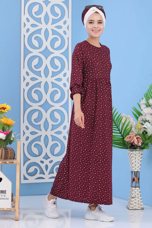 Yıldız Baskılı Elbise Mor - 02 7112 Mor - 7112