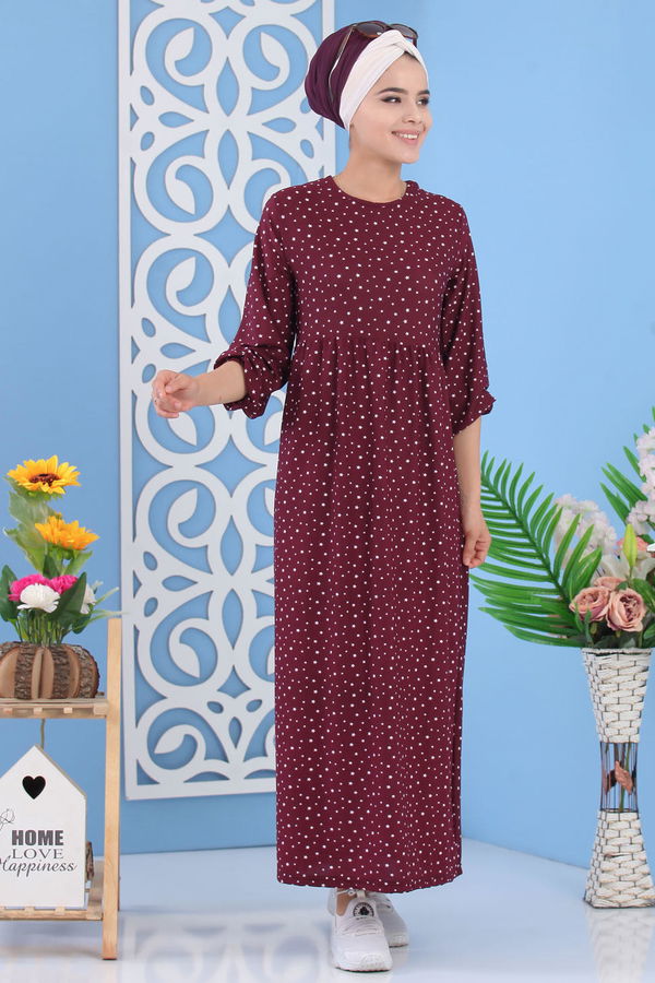 Yıldız Baskılı Elbise Mor - 02 7112 Mor - 7112