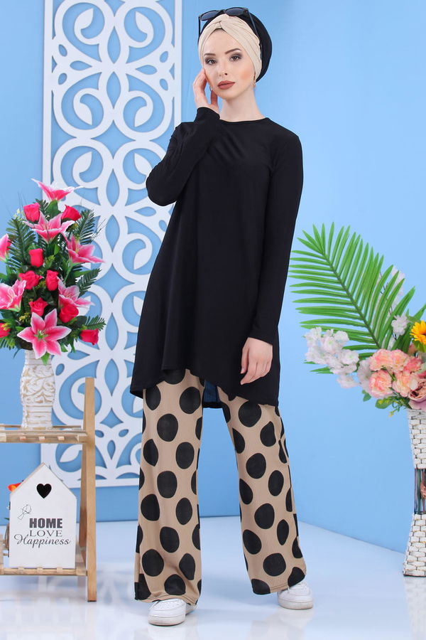 Tunik Pantolon Siyah Vizon - 02 7297 Siyah - 7297