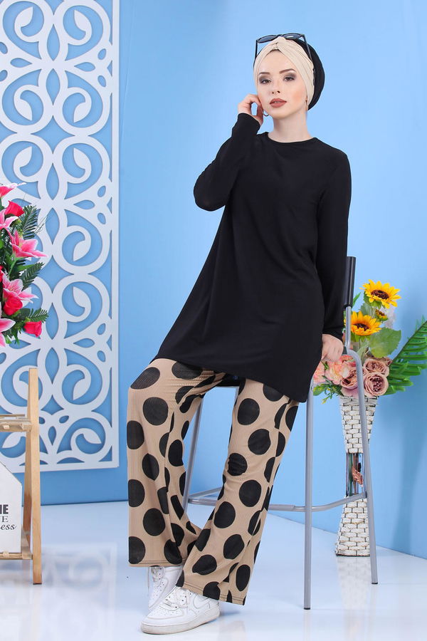 Tunik Pantolon Siyah Vizon - 02 7297 Siyah - 7297