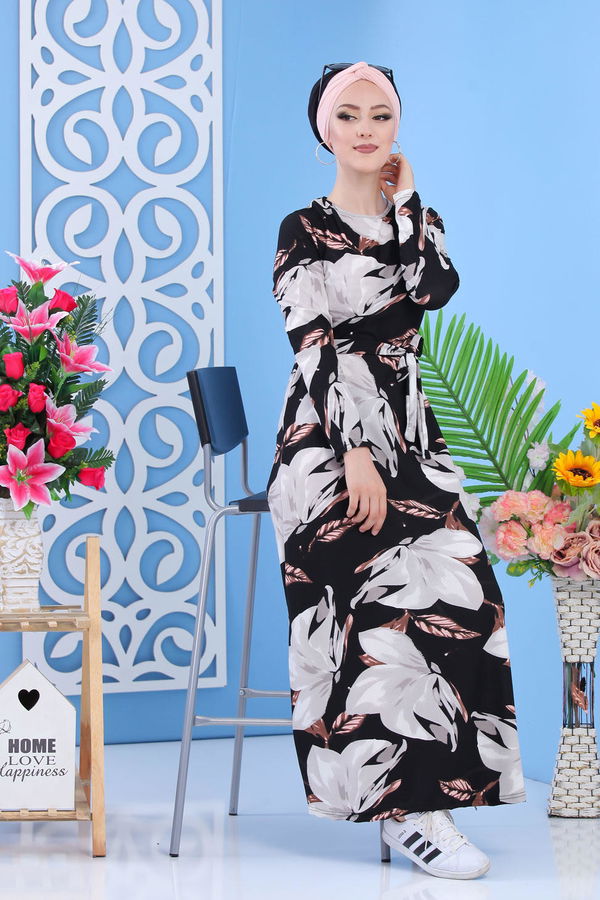Desenlİ Elbise Siyah 02 7298 Siyah - 7298 SİYAH