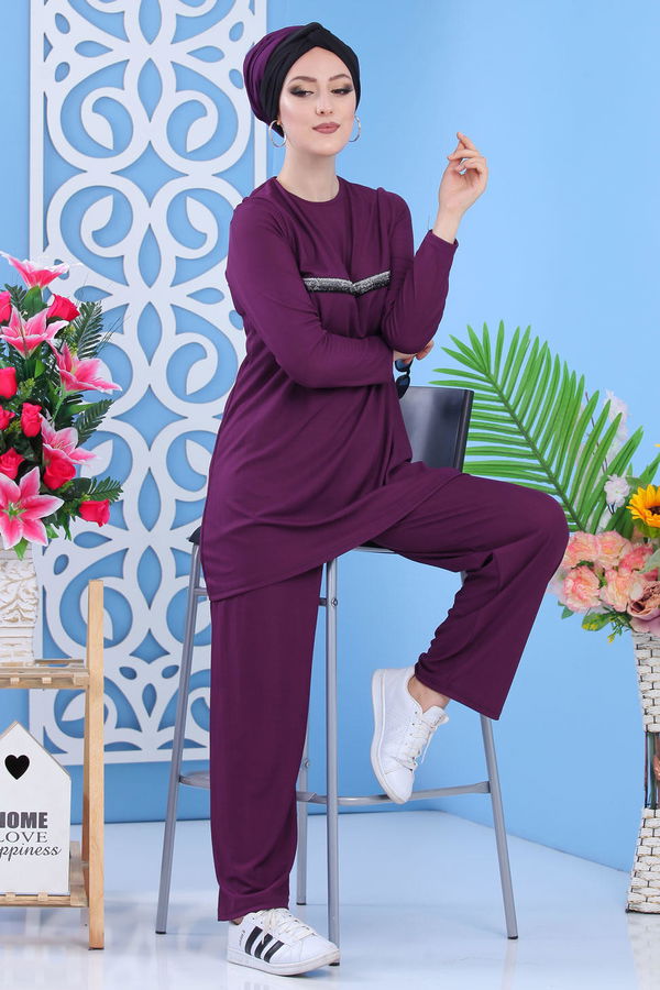 Tunik Pantolon mor - 02 7302 Mor - 7302