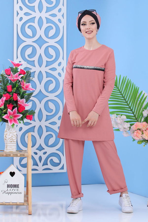 Tunik Pantolon gülkurusu - 02 7302 Pembe - 7302