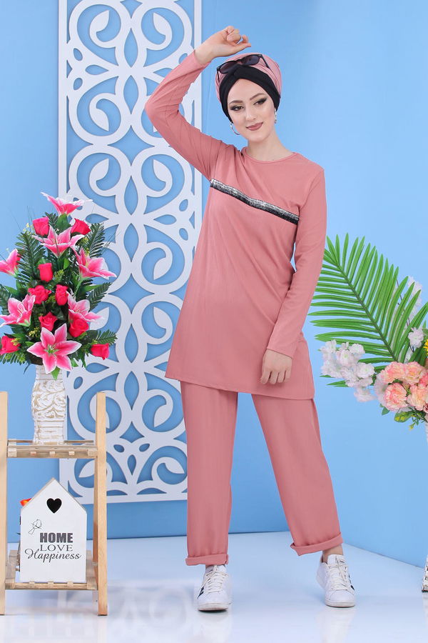 Tunik Pantolon gülkurusu - 02 7302 Pembe - 7302