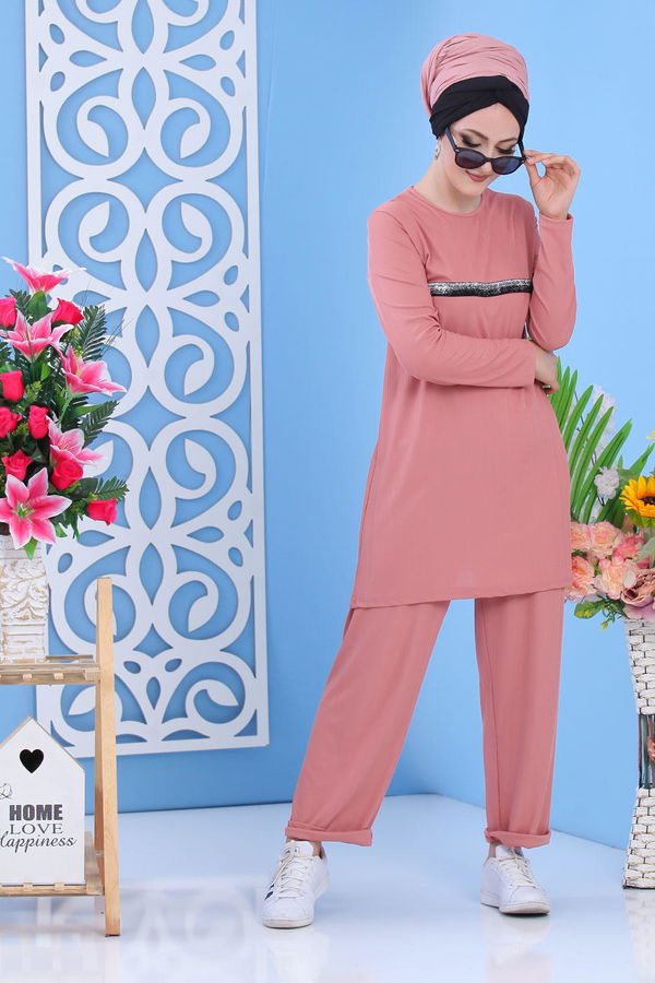 Tunik Pantolon gülkurusu - 02 7302 Pembe - 7302