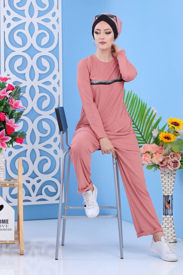 Tunik Pantolon gülkurusu - 02 7302 Pembe - 7302