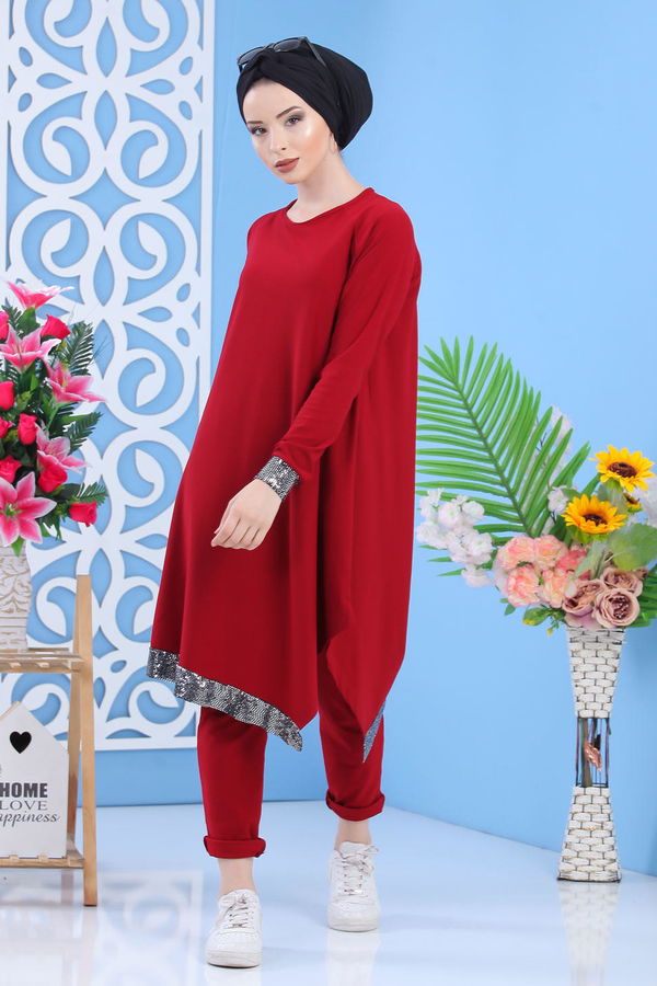 Tunik Pantolon Kombin Bordo - 02 7081 Bordo - 7081