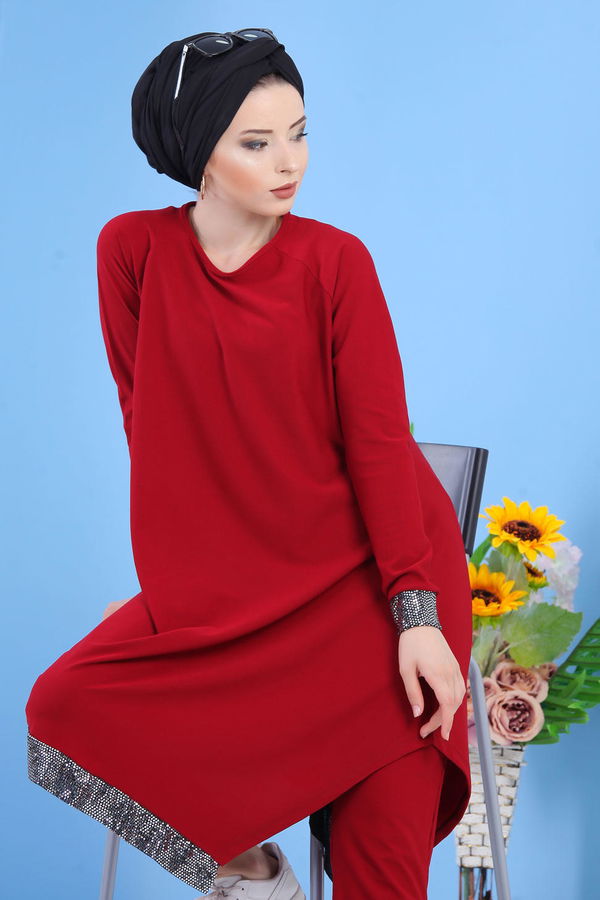 Tunik Pantolon Kombin Bordo - 02 7081 Bordo - 7081