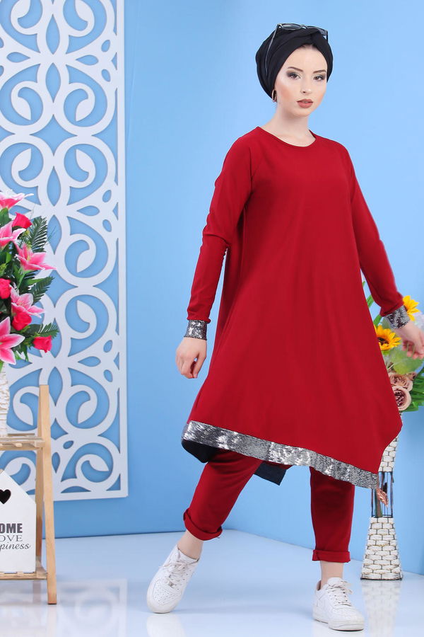 Tunik Pantolon Kombin Bordo - 02 7081 Bordo - 7081