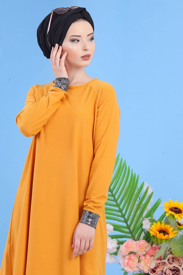 Tunik Pantolon Kombin Hardal - 02 7081 Sarı - 7081