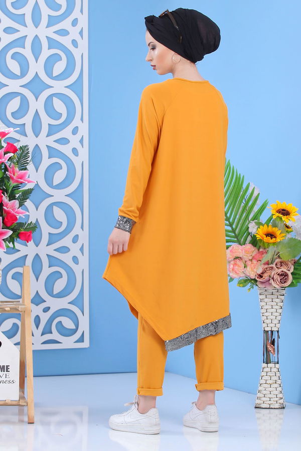 Tunik Pantolon Kombin Hardal - 02 7081 Sarı - 7081