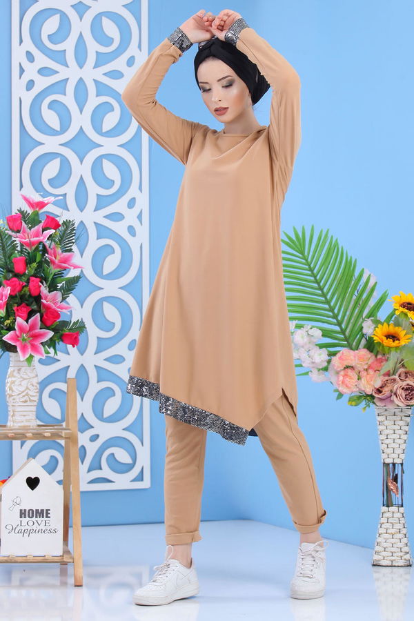 Tunik Pantolon Kombin Taş - 02 7081 Bej - 7081
