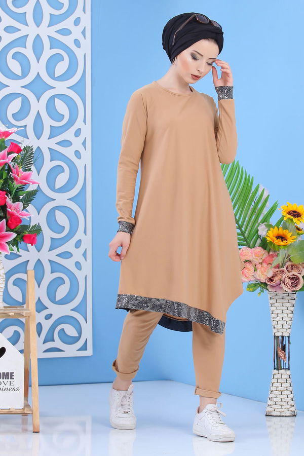 Tunik Pantolon Kombin Taş - 02 7081 Bej - 7081