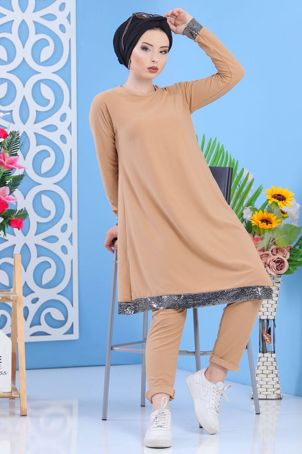 Tunik Pantolon Kombin Taş - 02 7081 Bej - 7081