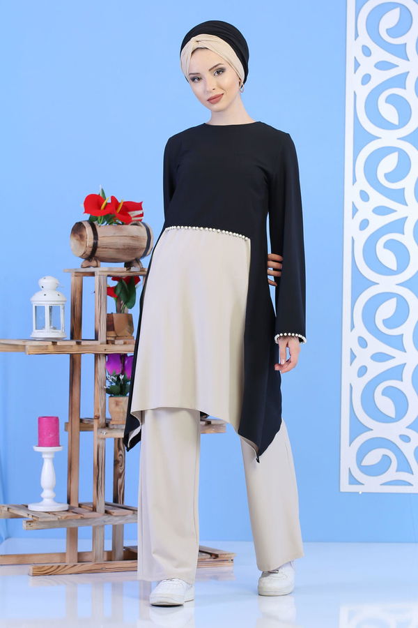 Tunik Pantolon Siyah Taş - 02 1133 Siyah - 1133 SİYAH