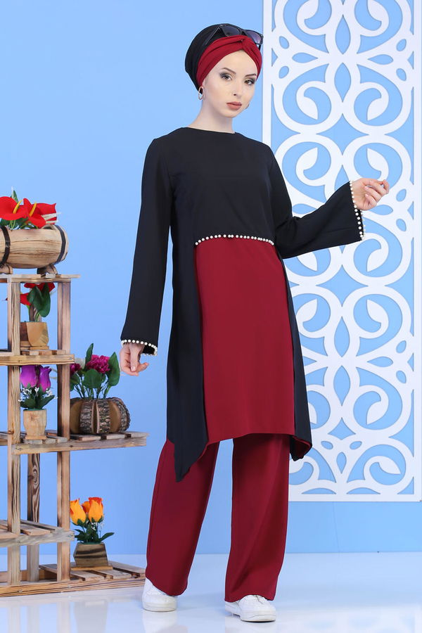 Tunik Pantolon Siyah Bordo - 02 1133 Siyah - 1133