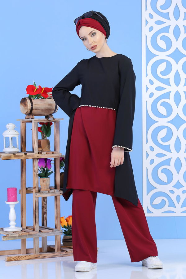 Tunik Pantolon Siyah Bordo - 02 1133 Siyah - 1133