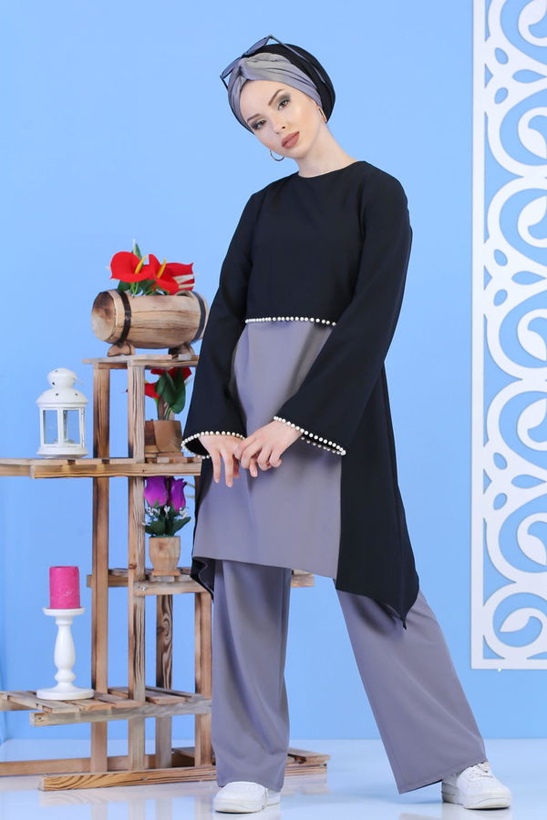 Tunik Pantolon Siyah Gri - 02 1133 Siyah - 1133
