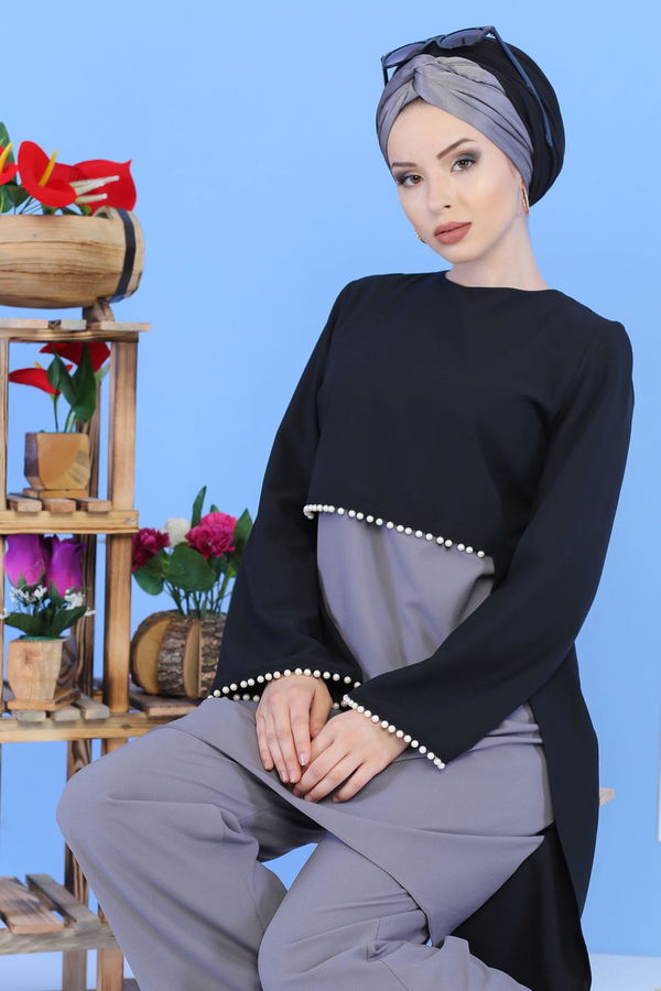 Tunik Pantolon Siyah Gri - 02 1133 Siyah - 1133