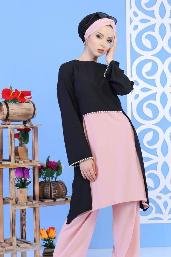 Tunik Pantolon Siyah Pudra - 02 1133 Siyah - 1133