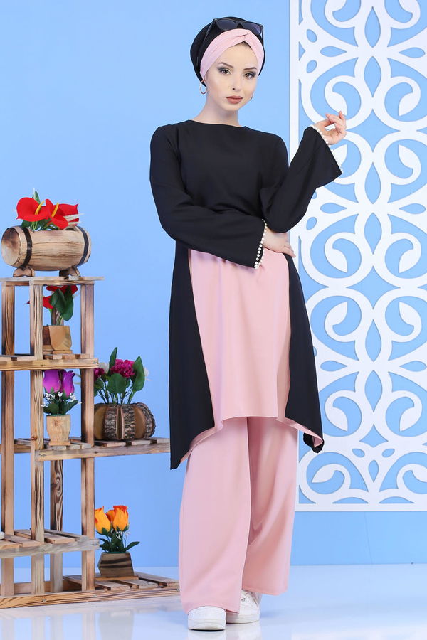 Tunik Pantolon Siyah Pudra - 02 1133 Siyah - 1133
