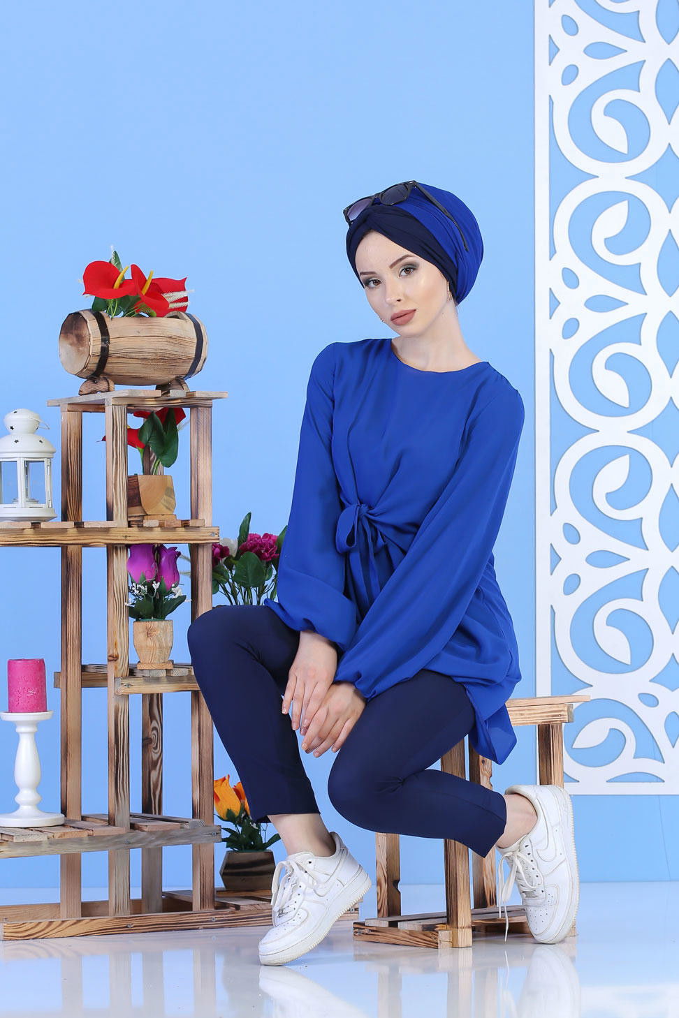 Tunik Pantolon Fuşya Siyah  Mavi - 1127