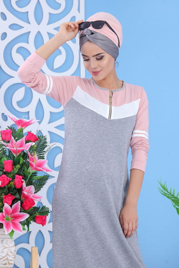 Elbise Siyah Pembe - 5122