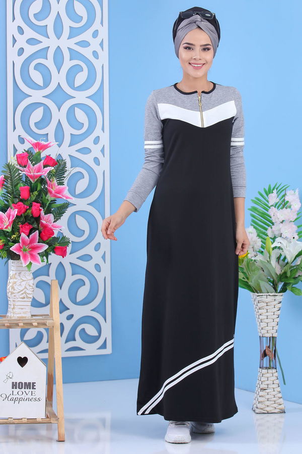 Elbise Siyah Gri - 02 5122 Siyah - 5122