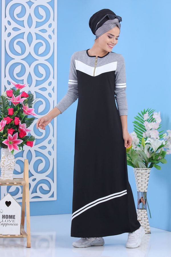 Elbise Siyah Gri - 02 5122 Siyah - 5122