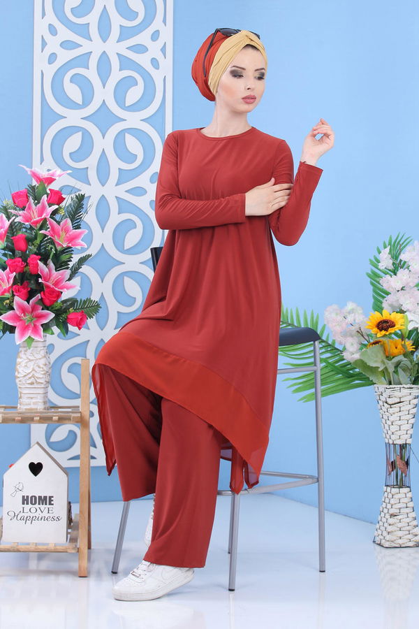 Tunik Pantolon Siyah Kiremit - 7342