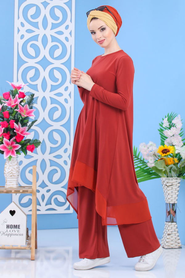 Tunik Pantolon Siyah Kiremit - 7342